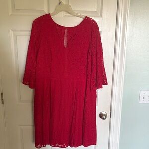Lane Bryant Red Lace Long Sleeve Dress